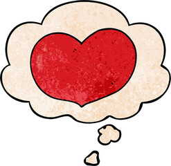 cartoon love heart and thought bubble in grunge texture pattern style