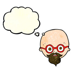 cartoon shocked man with beard with thought bubble