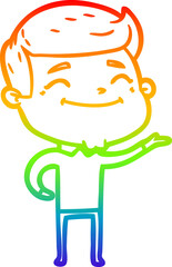 Obraz premium rainbow gradient line drawing happy cartoon man