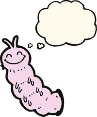 cartoon caterpillar with thought bubble