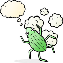 cartoon bug with thought bubble