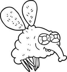 black and white cartoon fly