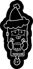 cartoon icon of a robot wearing santa hat