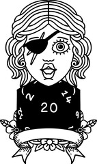 human rogue with natural 20 dice roll illustration