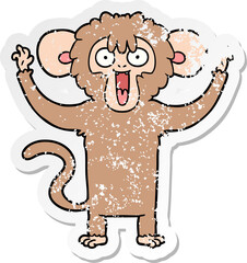distressed sticker of a cartoon monkey