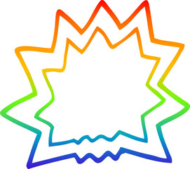 rainbow gradient line drawing cartoon of explosion