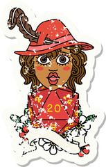 human bard with natural twenty dice roll illustration