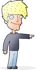 cartoon happy man pointing