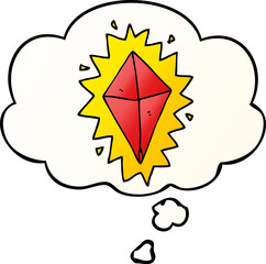 cartoon diamond and thought bubble in smooth gradient style