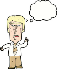 cartoon grumpy boss with thought bubble