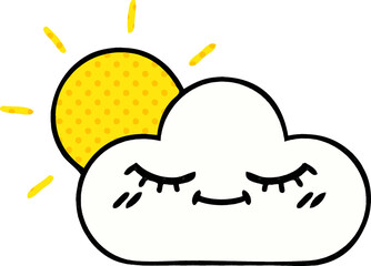 comic book style cartoon sunshine and cloud