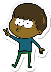 sticker of a cartoon curious boy dancing