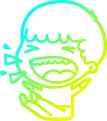 cold gradient line drawing cartoon laughing man