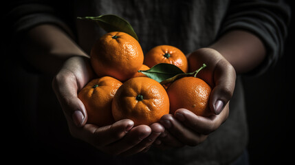 hands holding an oranges