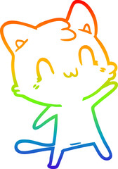 rainbow gradient line drawing cartoon happy cat