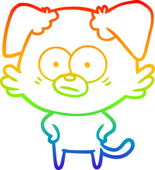 rainbow gradient line drawing nervous dog cartoon