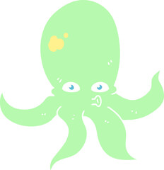 flat color illustration of a cartoon octopus