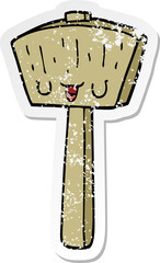 distressed sticker of a cartoon mallet