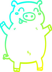 cold gradient line drawing cartoon pig