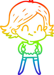 rainbow gradient line drawing cartoon friendly girl