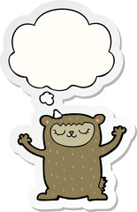 cute cartoon bear and thought bubble as a printed sticker