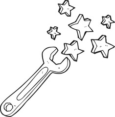 black and white cartoon spanner