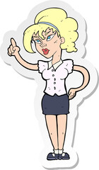 sticker of a cartoon woman with idea