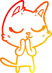 warm gradient line drawing calm cartoon cat