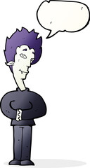 cartoon vampire with speech bubble