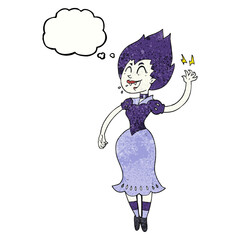 thought bubble textured cartoon vampire girl