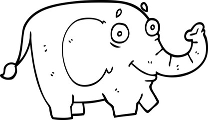 line drawing cartoon funny elephant