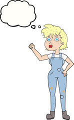 thought bubble cartoon confident farmer woman