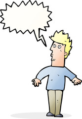 cartoon surprised man with thought bubble