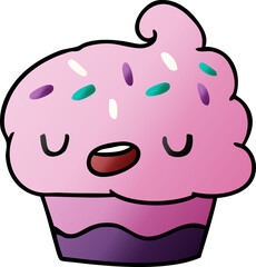 gradient cartoon kawaii of a cute cupcake