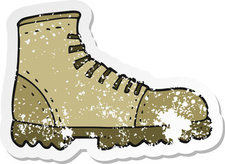 retro distressed sticker of a cartoon boot