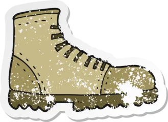  retro distressed sticker of a cartoon boot © lineartestpilot