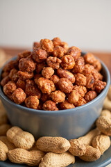 Bowl of sugar coated peanuts or garapiñados