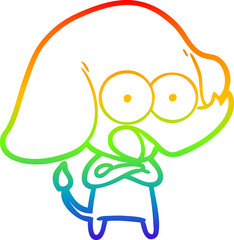 Obraz premium rainbow gradient line drawing cute cartoon elephant