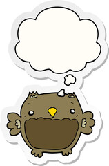 cartoon owl and thought bubble as a printed sticker