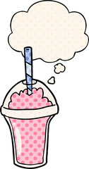 cartoon smoothie and thought bubble in comic book style