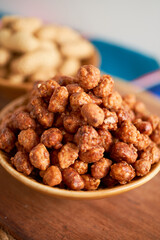 Roasted peanut with caramel or garapiñado, candy traditional from mexico