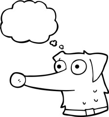 thought bubble cartoon dog with collar