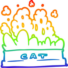 rainbow gradient line drawing bowl of cat food