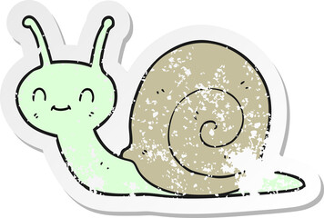 retro distressed sticker of a cartoon cute snail