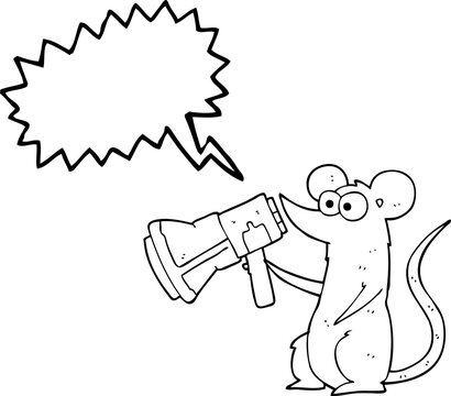 speech bubble cartoon mouse with megaphone