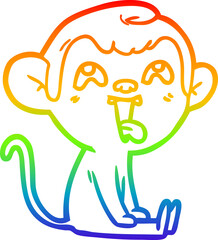 rainbow gradient line drawing crazy cartoon monkey