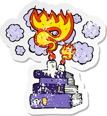 retro distressed sticker of a cartoon magical spell books