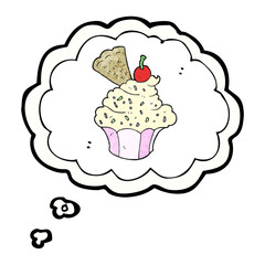 thought bubble textured cartoon cupcake