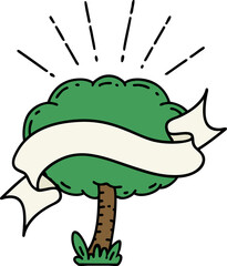 banner with tattoo style tree