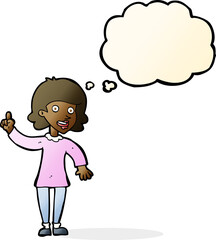 cartoon woman with idea with thought bubble